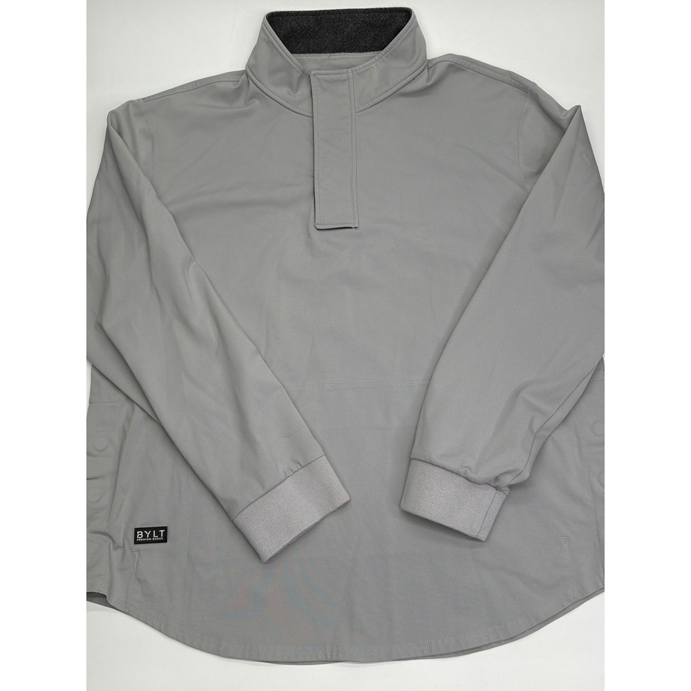 BYLT Premium Basics‎ Mens Quarter Snap Pullover Grey Performance Long Sleeve XXL